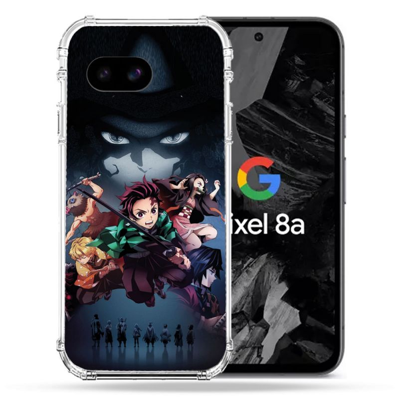 Coque Renforcée Pour Google Pixel 8A Manga Demon Slayer Noir