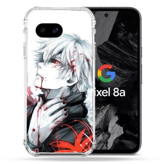 Coque Renforcée Pour Google Pixel 8A Manga Tokyo Ghoul Kaneki Blanc