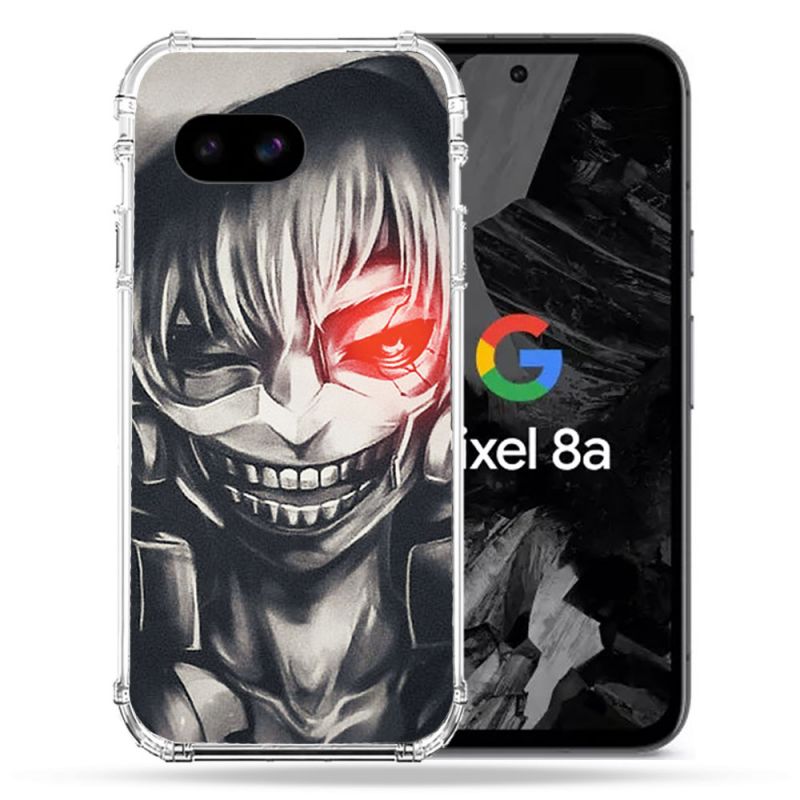 Coque Renforcée Pour Google Pixel 8A Manga Tokyo Ghoul Kaneki Noir
