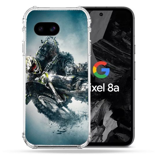 Coque Renforcée Pour Google Pixel 8A Moto Cross Ombre
