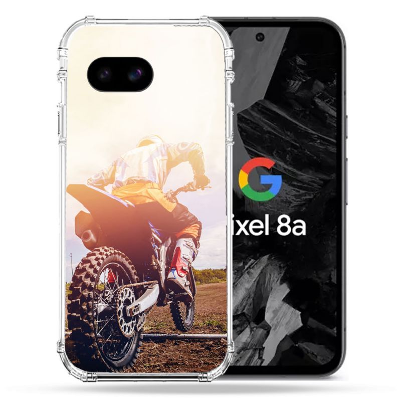 Coque Renforcée Pour Google Pixel 8A Moto Cross Soleil