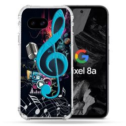 Coque Renforcée Pour Google Pixel 8A Musique Cle Sol Bleu