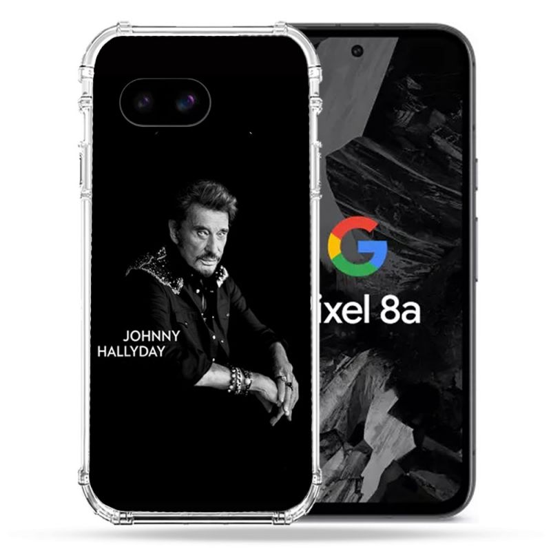Coque Renforcée Pour Google Pixel 8A Musique Johnny Hallyday Noir