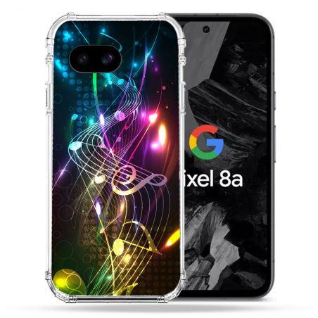 Coque Renforcée Pour Google Pixel 8A Musique Partition Multicolore