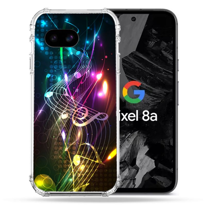 Coque Renforcée Pour Google Pixel 8A Musique Partition Multicolore