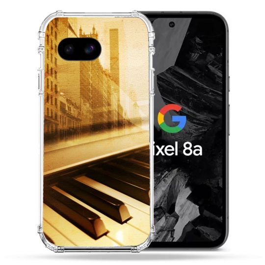 Coque Renforcée Pour Google Pixel 8A Musique Piano Retro