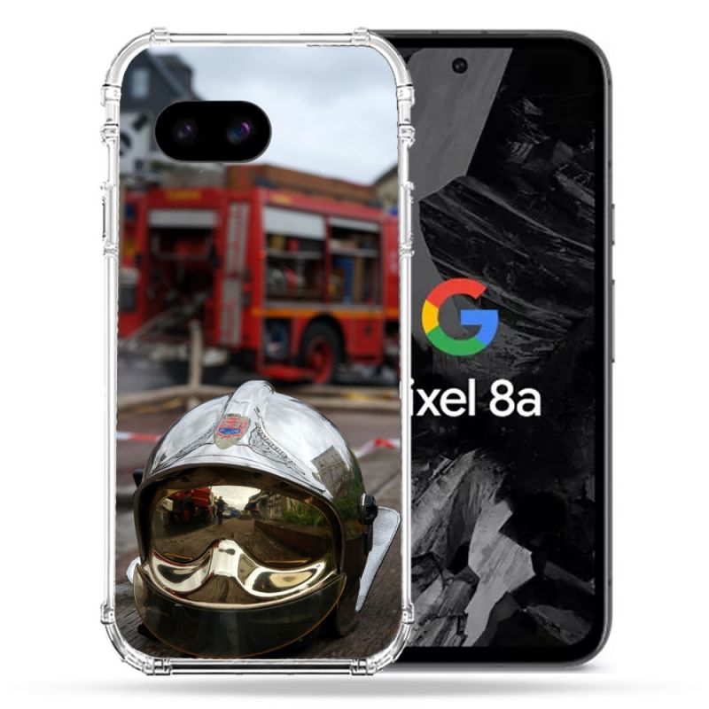 Coque Renforcée Pour Google Pixel 8A Pompier Casque Camion