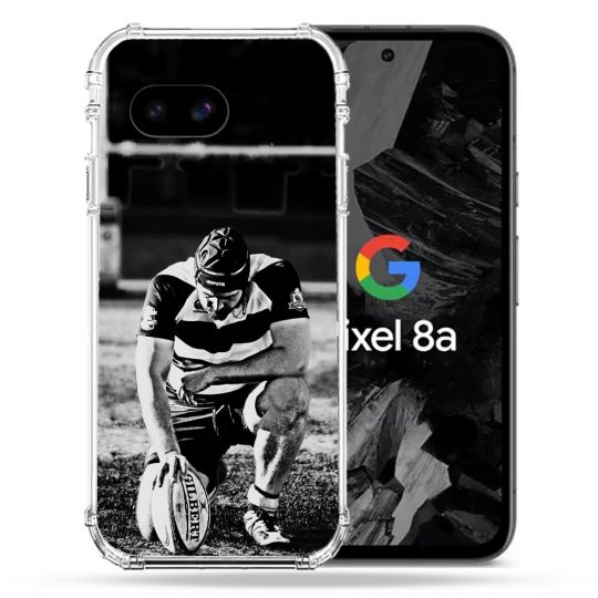 Coque Renforcée Pour Google Pixel 8A Sport Rugby Noir Blanc