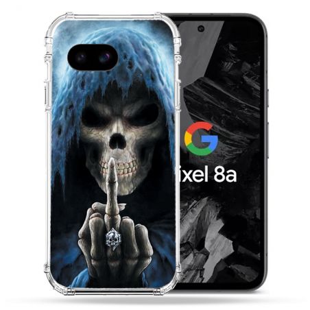 Coque Renforcée Pour Google Pixel 8A Tete de Mort Doigt