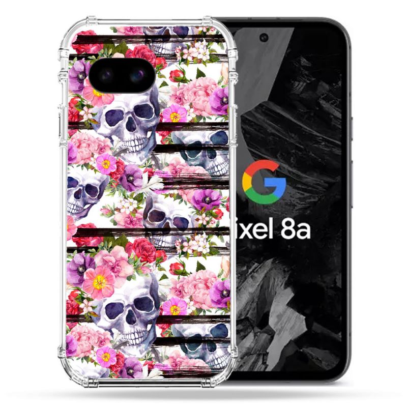Coque Renforcée Pour Google Pixel 8A Tete de Mort Pattern