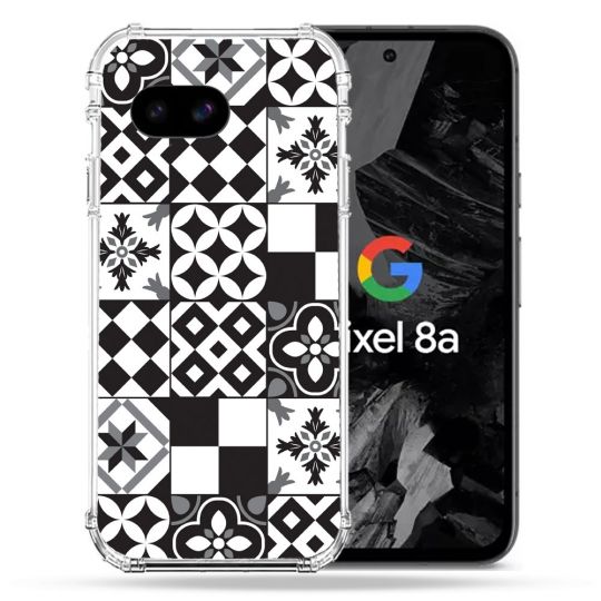 Coque Renforcée Pour Google Pixel 8A Texture Carreau Ciment Noir