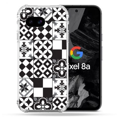 Coque Renforcée Pour Google Pixel 8A Texture Carreau Ciment Noir
