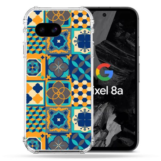 Coque Renforcée Pour Google Pixel 8A Texture Carreau Ciment Orange