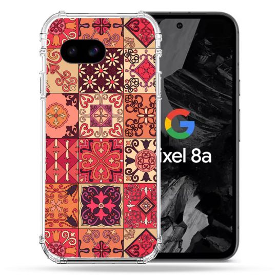 Coque Renforcée Pour Google Pixel 8A Texture Carreau Ciment Rouge