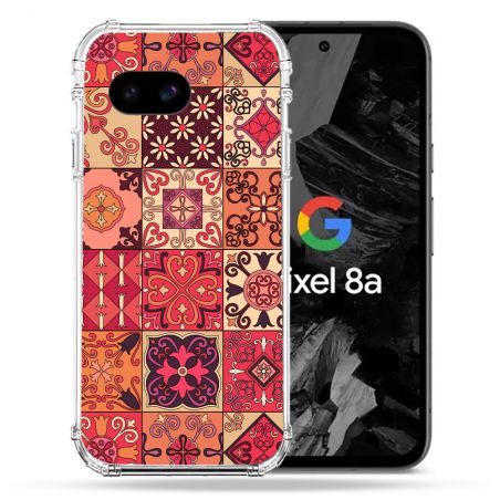 Coque Renforcée Pour Google Pixel 8A Texture Carreau Ciment Rouge