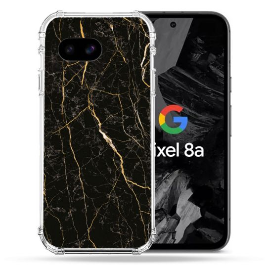 Coque Renforcée Pour Google Pixel 8A Texture Marbre Noir