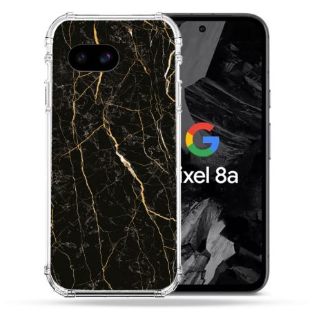 Coque Renforcée Pour Google Pixel 8A Texture Marbre Noir