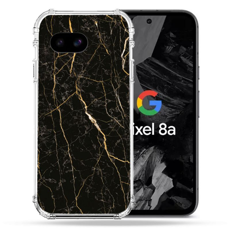 Coque Renforcée Pour Google Pixel 8A Texture Marbre Noir