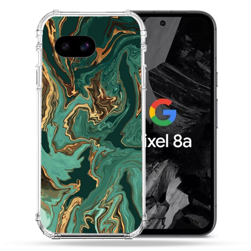 Coque Renforcée Pour Google Pixel 8A Texture Marbre Vert