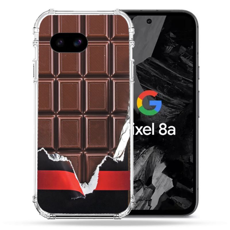 Coque Renforcée Pour Google Pixel 8A Texture Trompe Oeil Chocolat