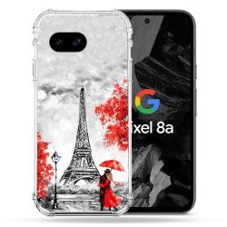 Coque Renforcée Pour Google Pixel 8A Voyage France Paris Rouge