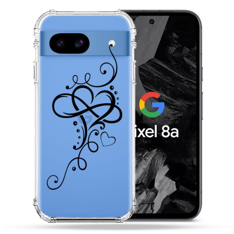 Coque Transparente Pour Google Pixel 8A Cœur infini