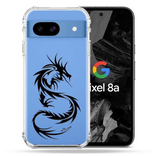 Coque Transparente Pour Google Pixel 8A Dragon Noir