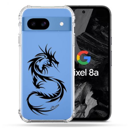 Coque Transparente Pour Google Pixel 8A Dragon Noir