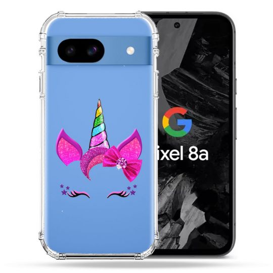 Coque Transparente Pour Google Pixel 8A Licorne Paillette