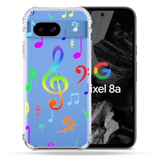 Coque Transparente Pour Google Pixel 8A Note Musique Colore
