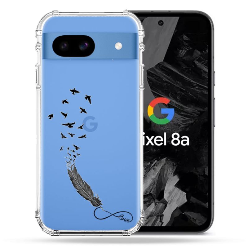 Coque Transparente Pour Google Pixel 8A Plume Infini