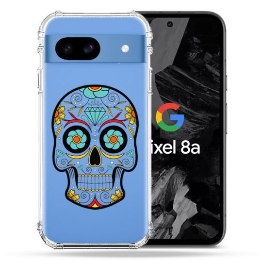 Coque Transparente Pour Google Pixel 8A Tete Mort Color