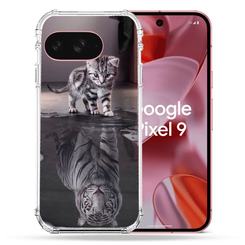 Coque Renforcée Pour Google Pixel 9 Animal Chat Reflet