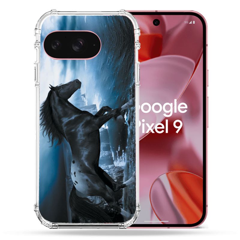 Coque Renforcée Pour Google Pixel 9 Animal Cheval Noir