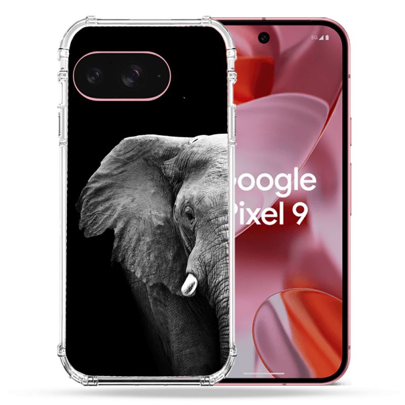 Coque Renforcée Pour Google Pixel 9 Animal Elephant Noir