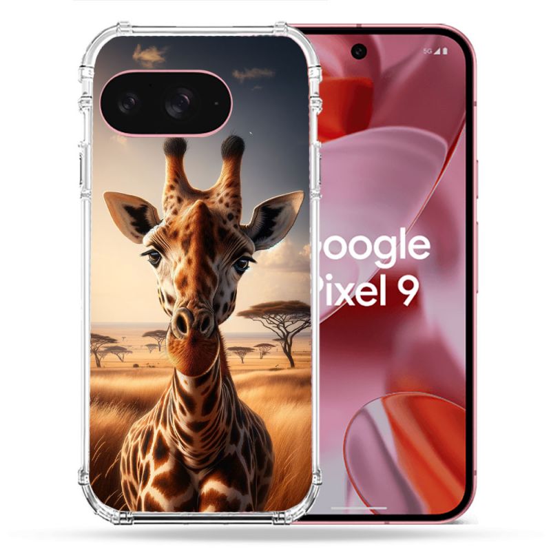 Coque Renforcée Pour Google Pixel 9 Animal Girafe Savane