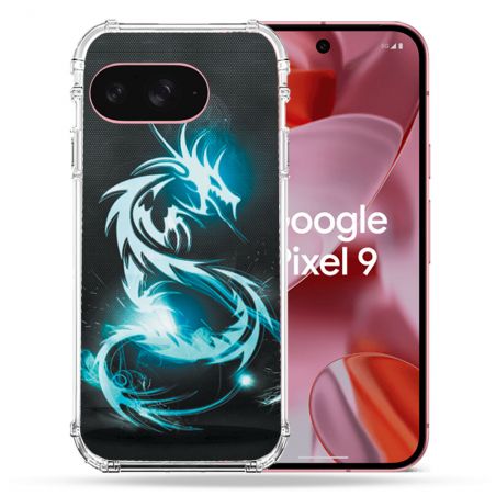 Coque Renforcée Pour Google Pixel 9 Fantastique Dragon Bleu