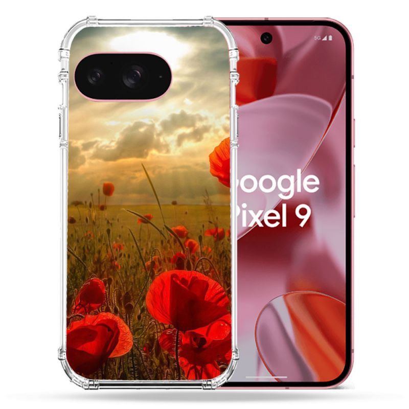 Coque Renforcée Pour Google Pixel 9 Fleur Coquelicot