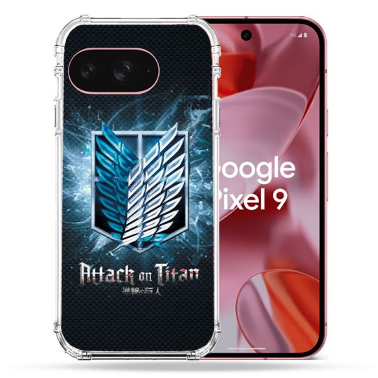Coque Renforcée Pour Google Pixel 9 Manga Attaque Titans Noir