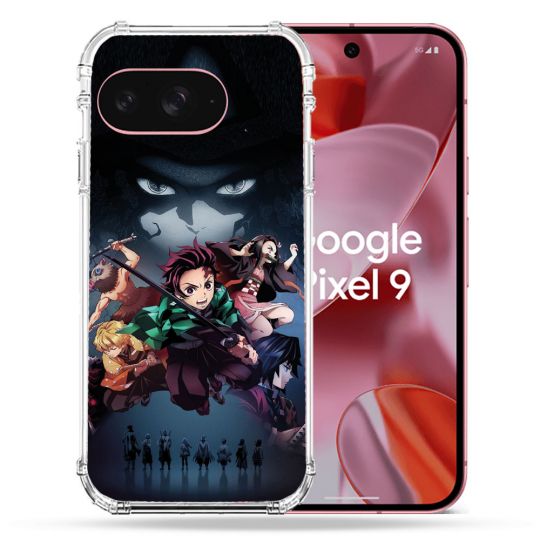 Coque Renforcée Pour Google Pixel 9 Manga Demon Slayer Noir