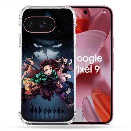 Coque Renforcée Pour Google Pixel 9 Manga Demon Slayer Noir