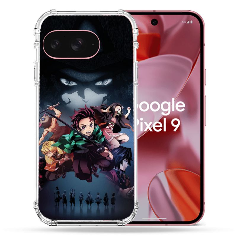 Coque Renforcée Pour Google Pixel 9 Manga Demon Slayer Noir