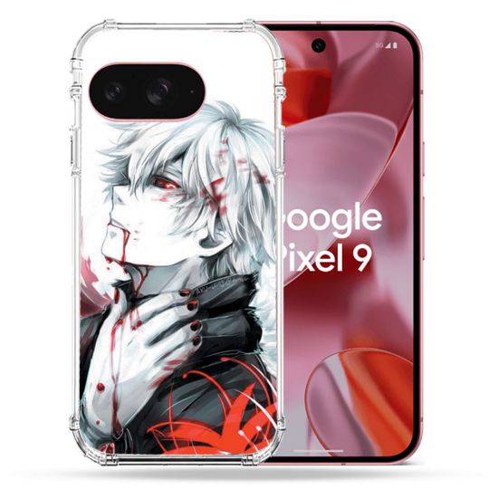 Coque Renforcée Pour Google Pixel 9 Manga Tokyo Ghoul Kaneki Blanc