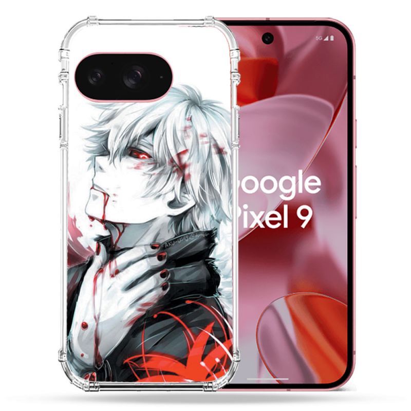 Coque Renforcée Pour Google Pixel 9 Manga Tokyo Ghoul Kaneki Blanc