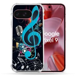 Coque Renforcée Pour Google Pixel 9 Musique Cle Sol Bleu