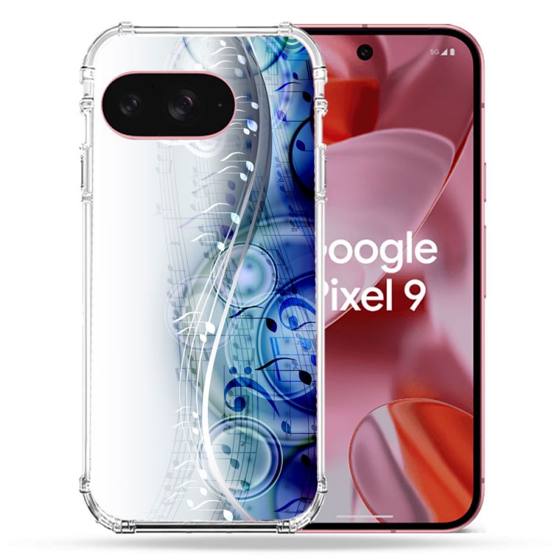 Coque Renforcée Pour Google Pixel 9 Musique Partition Vague