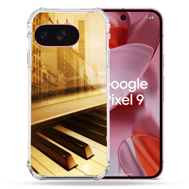 Coque Renforcée Pour Google Pixel 9 Musique Piano Retro