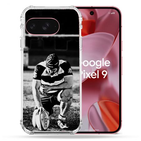 Coque Renforcée Pour Google Pixel 9 Sport Rugby Noir Blanc