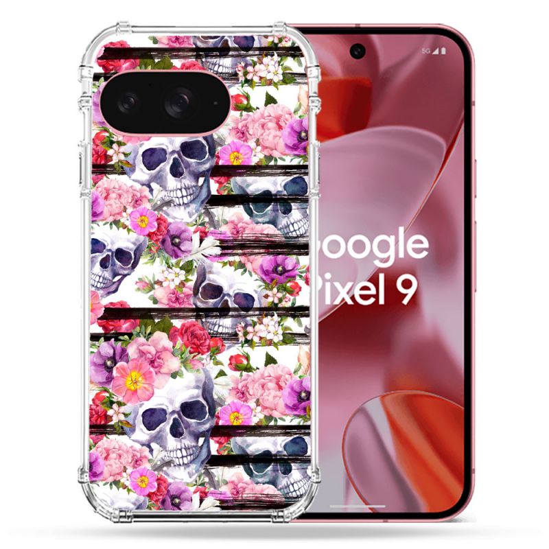 Coque Renforcée Pour Google Pixel 9 Tete de Mort Pattern
