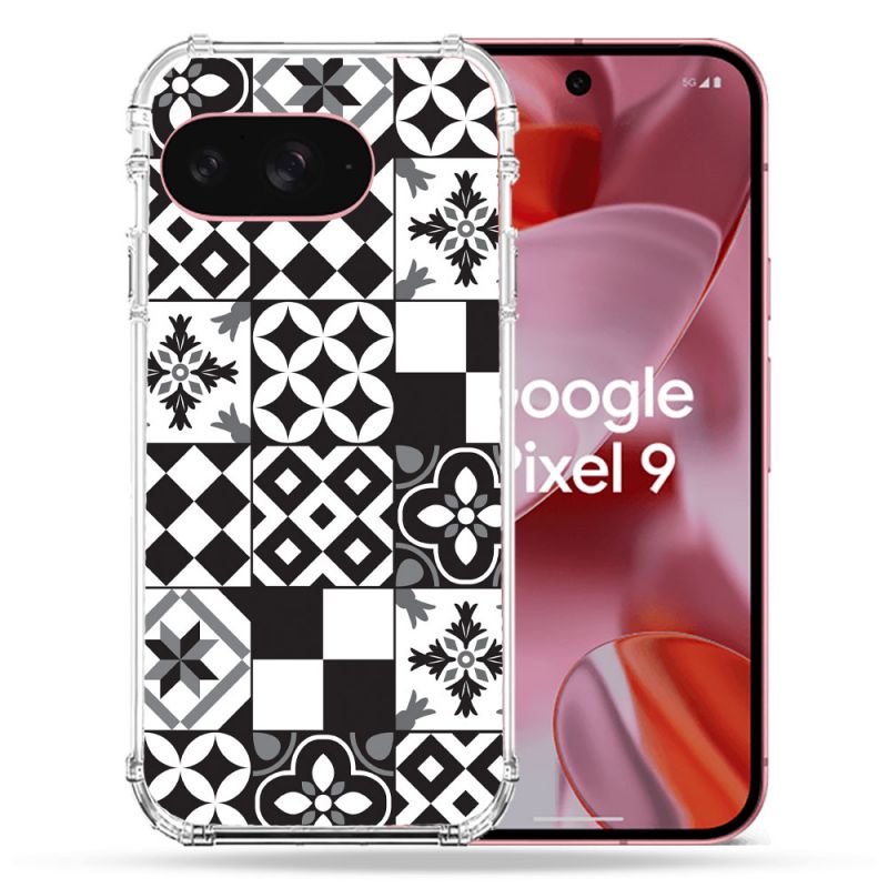 Coque Renforcée Pour Google Pixel 9 Texture Carreau Ciment Noir